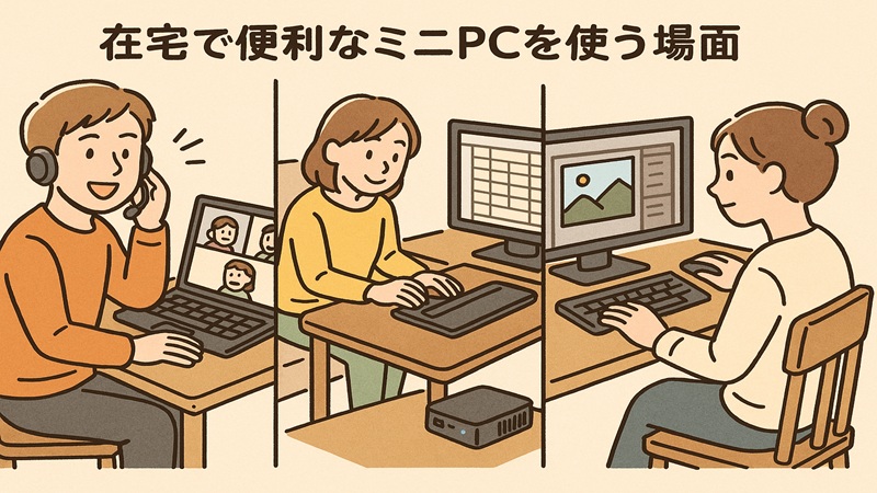 在宅で便利なミニPCを使う場面