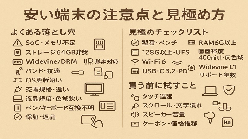 安い端末の注意点と見極め方