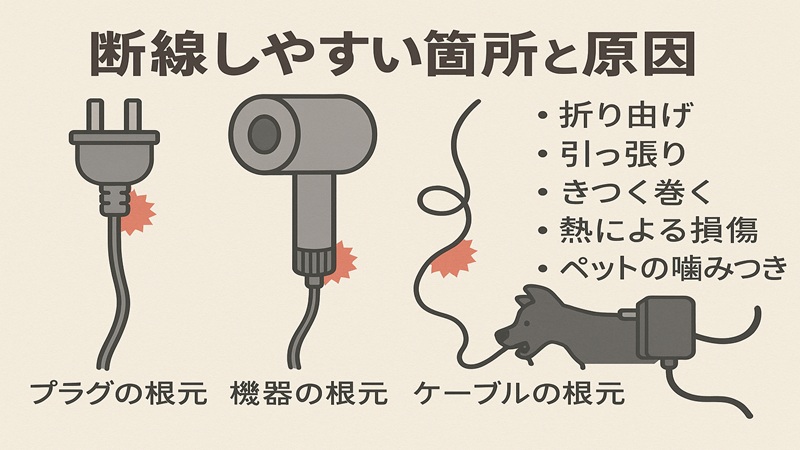 断線しやすい箇所と原因