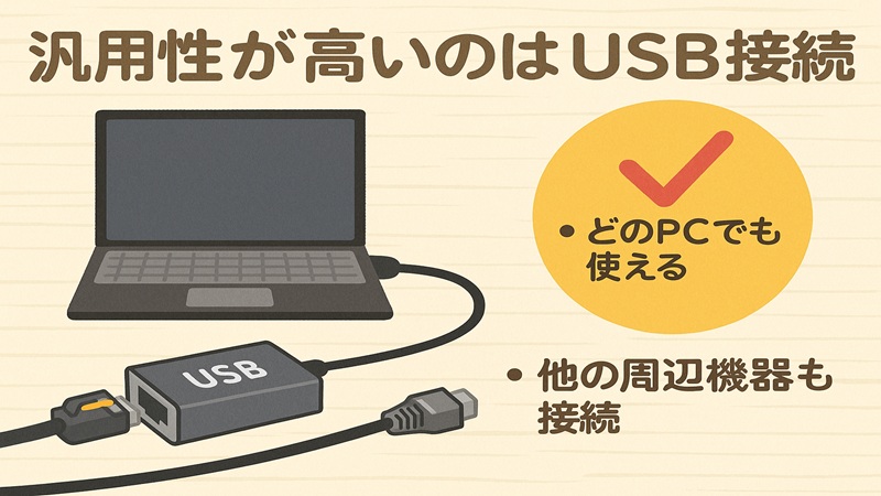汎用性が高いのはUSB接続の理由