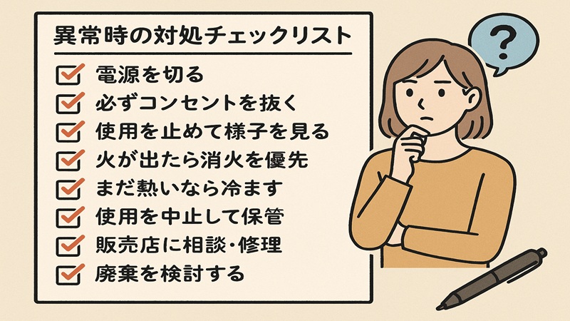 異常時の対処チェックリスト