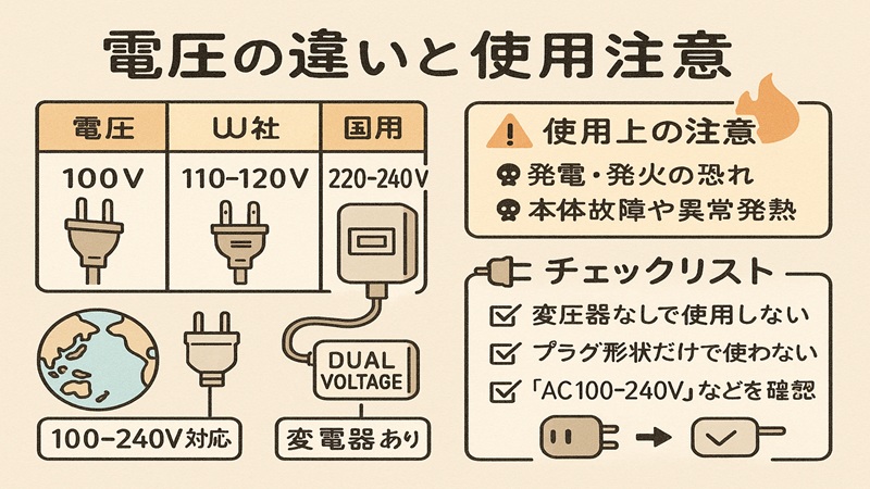 電圧の違いと使用注意