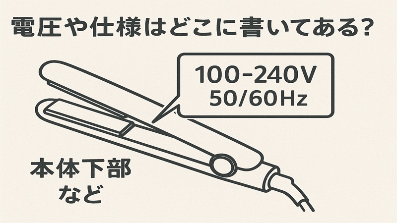 電圧や仕様はどこに書いてある