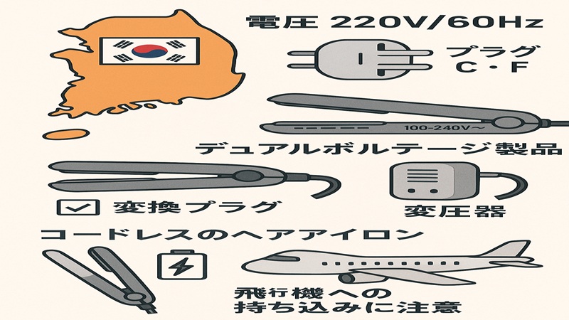韓国での電圧とヘアアイロンの持ち込み