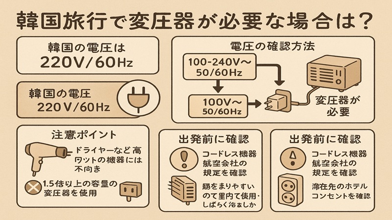 韓国旅行で変圧器が必要な場合は？