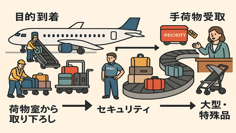 預け荷物の取り下ろしの流れ