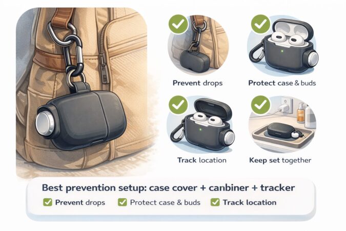 Best prevention setup case cover with carabiner plus tracker attached, carried as a set