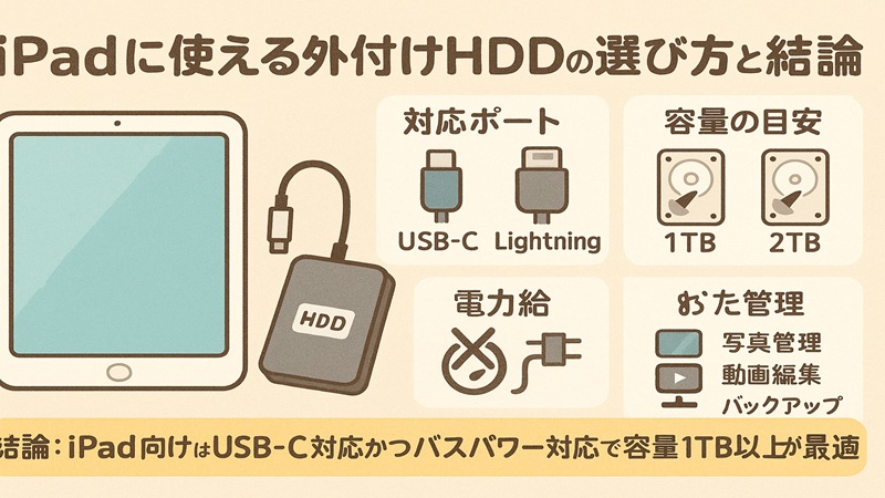 iPadに使える外付けHDDの選び方と結論