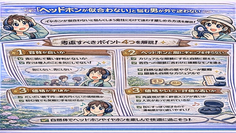 ヘッドホンが似合わない人（男）が外で迷わないための考え方と対策