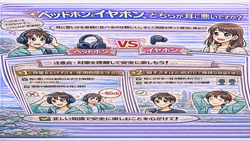 ヘッドホンとイヤホン、どちらが耳に悪いですか？