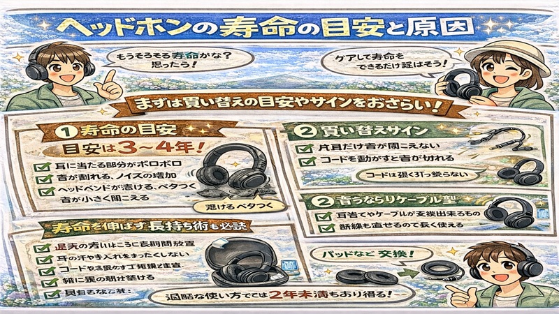ヘッドホンの寿命の目安と原因