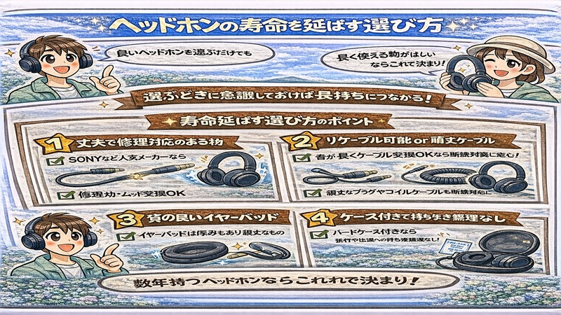ヘッドホンの寿命を延ばす選び方