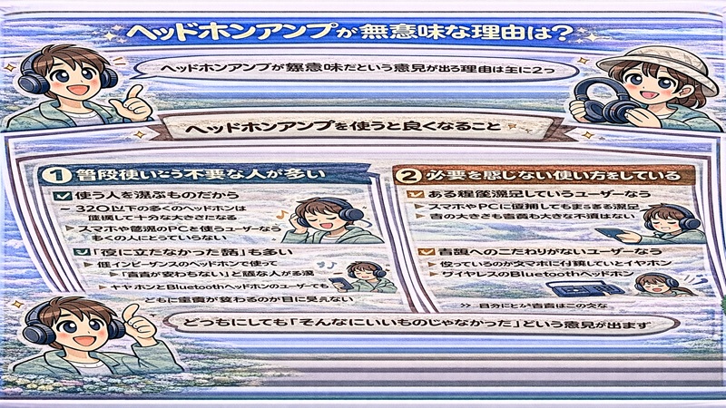 ヘッドホンアンプが無意味な理由は？