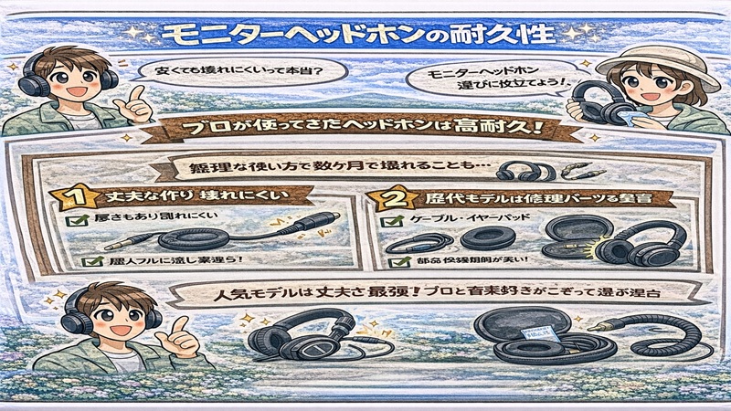 モニターヘッドホンの耐久性