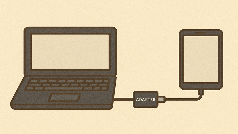 古いPCとUSB-C機器の接続例