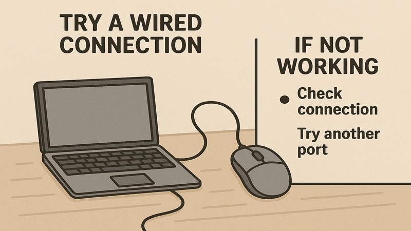 有線でのつなぎ方を試すチェック