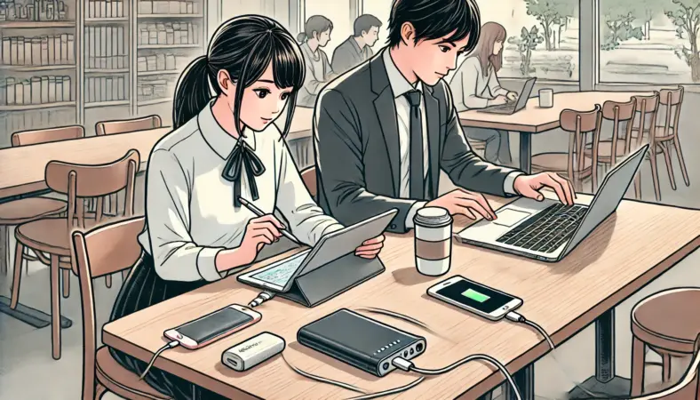 解約したSIMカードとiPadを手元に置き、固定費の無駄に後悔している表情を浮かべる日本人女性のイラスト。背景には抽象的に積み重なるコストが描かれ、SIM無し運用の現実が表現されている。