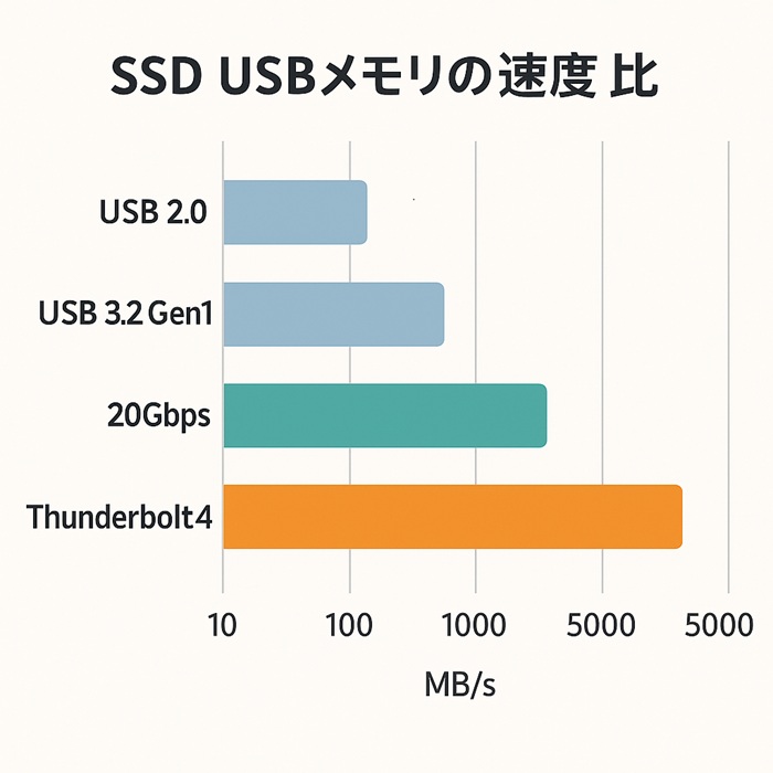 構造の違いの視覚化（SSDとUSBメモリが「別物」である理由）