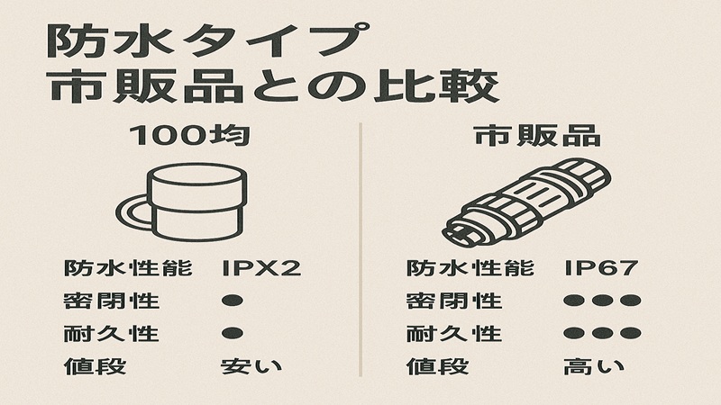 防水タイプ市販品との比較