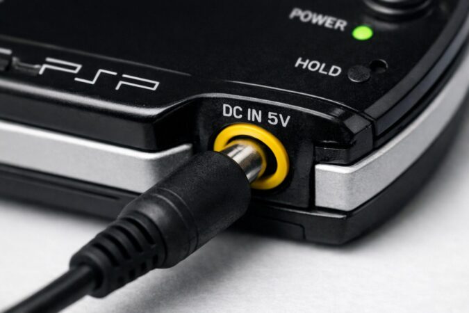 PSP本体（PSP-100020003000）の充電端子部分」 をクローズアップ