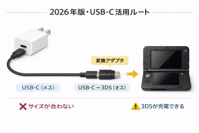 3DSの充電器の代用を最適解。100均活用をテクサポ経験者が解説 