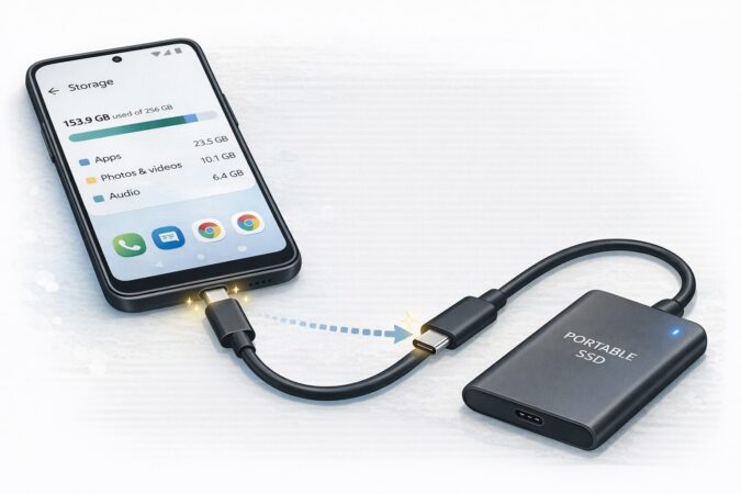 USB-CポートにSSDを挿すイメージ図