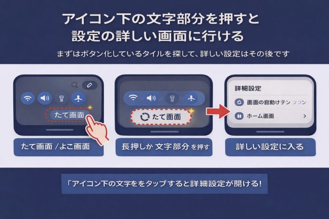 アイコン下の文字部分をタップすると詳細が開く場合