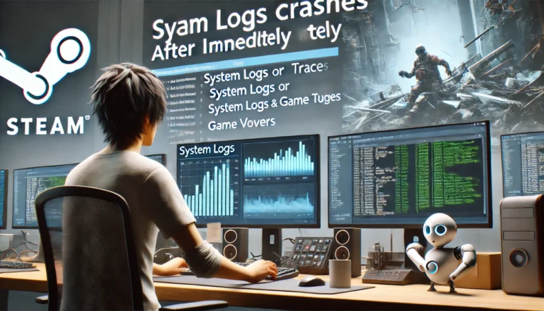 Steamゲームのクラッシュ後、Windows11でエラーログやクラッシュログを確認する日本人ユーザーのイメージ