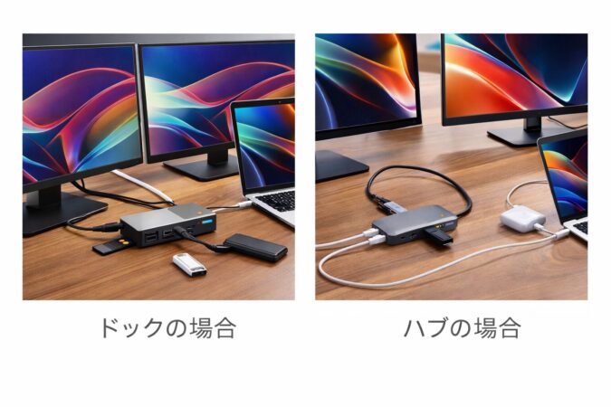 ドッグとハブの接続