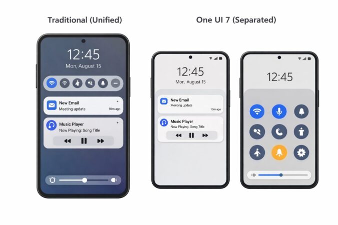 従来（統合）」と「One UI 7（分離）