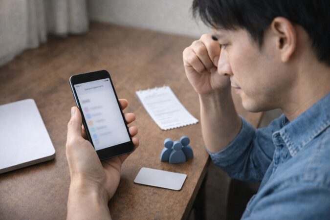 iCloud最小プランから無料へ戻せないときに、契約形態や管理画面を確認する状況を表すイメージ