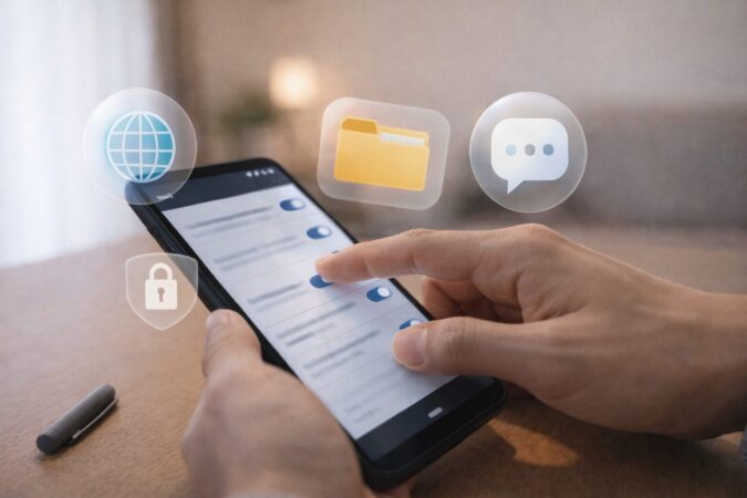 Androidの提供元不明アプリ許可や権限設定など、インストール導線を塞ぐイメージ