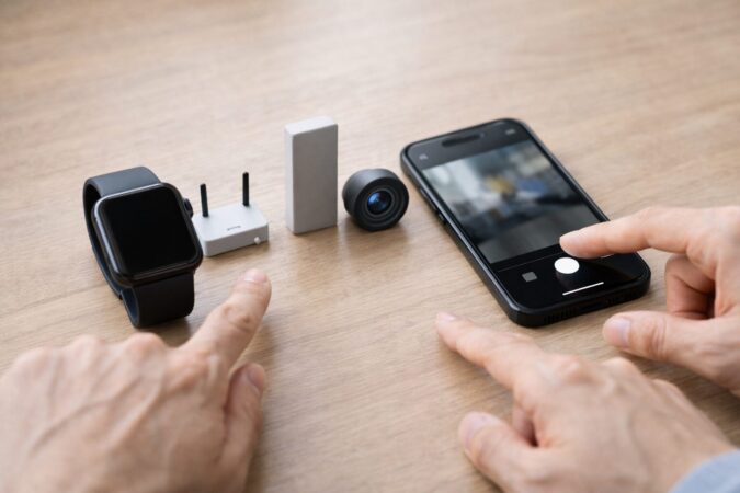 代替テキスト(alt):Apple Watchのカメラリモートが映らない原因を、距離・干渉・iPhoneカメラ状態などで切り分けるイメージ