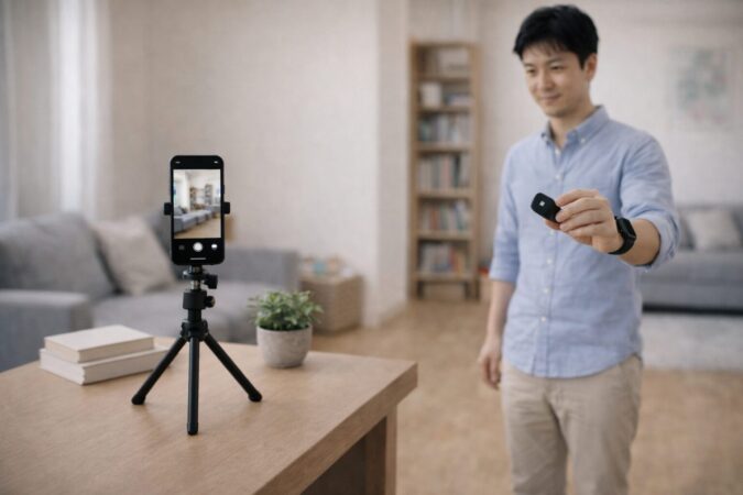 Apple Watchのカメラリモートが使えないときに、三脚固定とBluetoothシャッターなどの代替手段で撮影を継続する構成