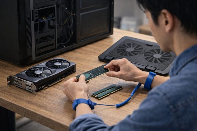 設定で改善しない場合にGPU・メモリ・冷却など物理的ボトルネック対策で快適さを底上げするイメージ