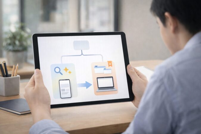 流し見は検索アプリ、比較検討はChromeという使い分けを分岐図で直感化した選び方イメージ