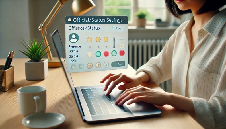 Teamsの状態管理を正攻法で整えるために設定を見直す日本人会社員のイメージ