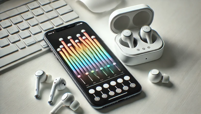 iPhone側のミュージックEQを中心に音の方向性を決めるイメージ（端末設定でプリセット調整する概念）