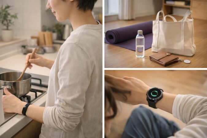 健康管理・時短・安心感など目的に合わせてスマートウォッチを活用する日本人女性の生活シーン