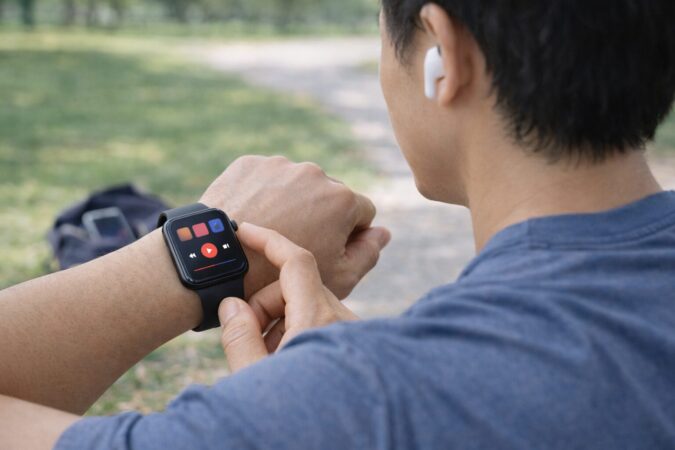 iPhoneなしでスマートウォッチ単体再生を活用し運動中に快適に音楽を聴く日本人の様子
