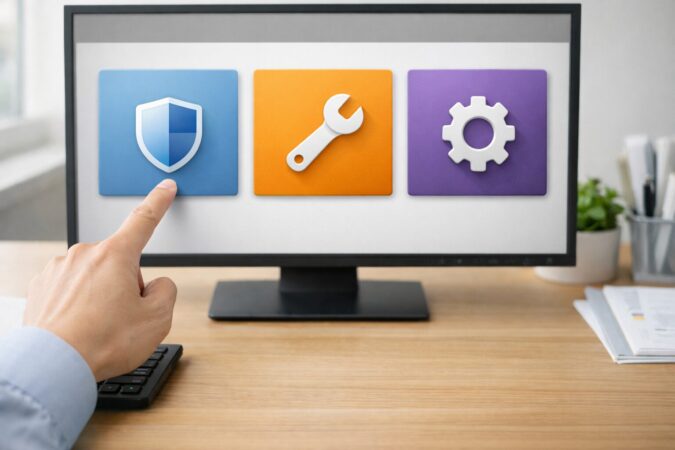 サイドボタン割り当てソフトの選び方を、公式ソフト・汎用ツール・自動化ツールの3分類で比較したイメージ