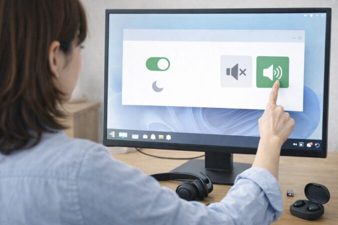 Windows11でTeams通知音が鳴らない原因としてフォーカス設定と出力デバイスを確認する場面