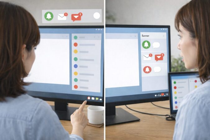 デスクトップ通知のバナー表示と通知センター保管の違いで見逃しが起きる例