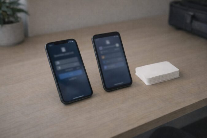 Xにログインできない場合に、認証アプリ・iPhoneパスワード管理・バックアップ手段を順に確認するイメージ