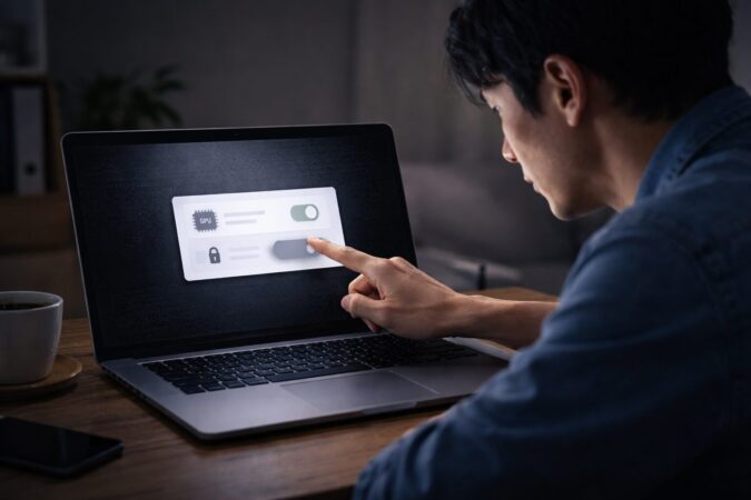 画面の黒化やちらつきなど描画不具合が出たときに、アクセラレーションをOFFにして切り分けるイメージ