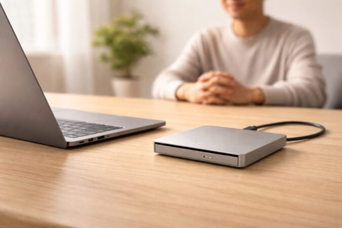 CDスロットがないMacBookを外付けCDドライブで補う対策イメージ