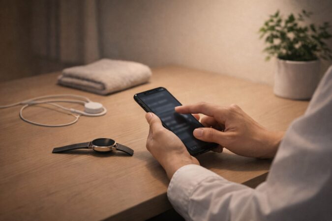 スマートウォッチのプライバシー設定と充電の注意点を日本人が落ち着いて確認する安全運用イメージ