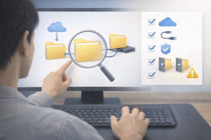 元の場所にBackupフォルダが既にある場合に退避リネームしてからリンクを作る手順イメージ