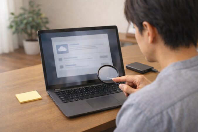 バックアップ促進画面が出たときに落ち着いてスキップ導線を探し安全に抜ける対処イメージ