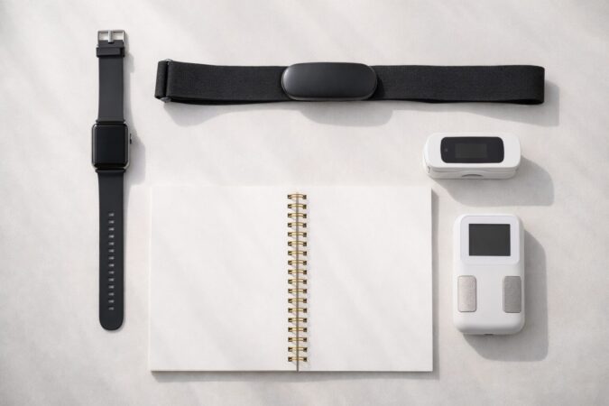 スマートウォッチの測定を補うための別方式計測機器を揃えて比較する対策イメージ（ロゴや文字なし）